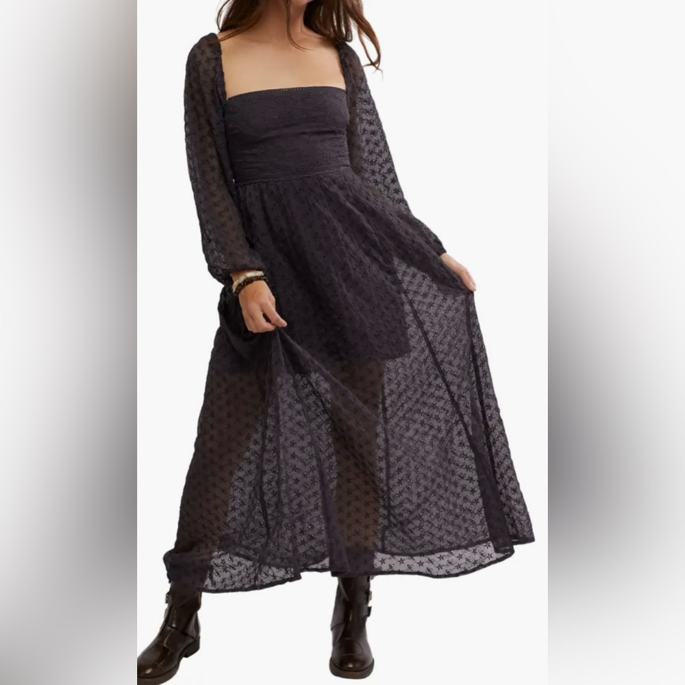 FREE PEOPLE Malina Eyelet Long Sleeve Maxi Dress NWOT